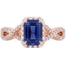 Halo Ring Infinity Style Emerald Blue Sapphire & Natural Earth Mined Diamond 4.50 Carats