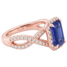 Halo Ring Infinity Style Emerald Blue Sapphire & Natural Earth Mined Diamond 4.50 Carats