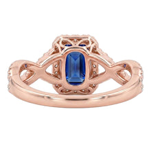 Halo Ring Infinity Style Emerald Blue Sapphire & Natural Earth Mined Diamond 4.50 Carats