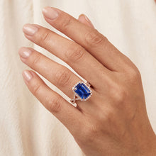 Halo Ring Infinity Style Emerald Blue Sapphire & Natural Earth Mined Diamond 4.50 Carats