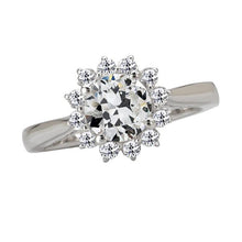 Halo Ring Old Cut Natural Earth Mined Diamond Flower Style Tapered Shank 4.50 Carats