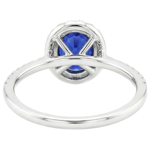 Halo Ring Oval Cut Ceylon Sapphire & Pave Set Natural Earth Mined Diamonds 4 Carats