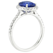Halo Ring Oval Cut Ceylon Sapphire & Pave Set Natural Earth Mined Diamonds 4 Carats