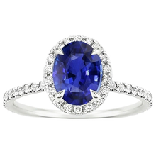 Halo Ring Oval Cut Ceylon Sapphire & Pave Set Natural Earth Mined Diamonds 4 Carats