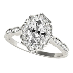 Halo Ring Oval Old Miner Real Diamond Star Style Jewelry 5 Carats