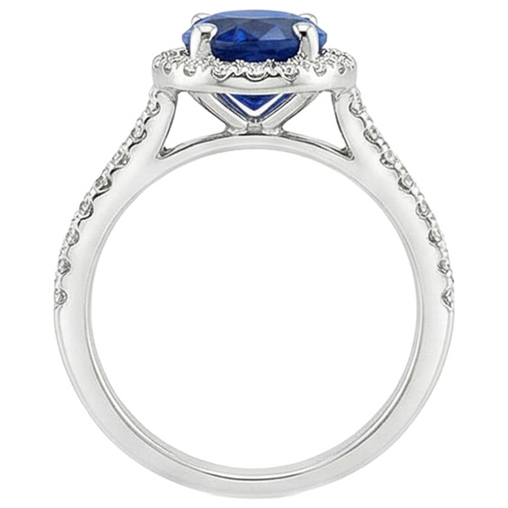 natural round sapphire 5ct ring top view