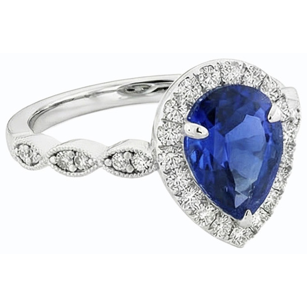 natural round sapphire 5ct ring profile view