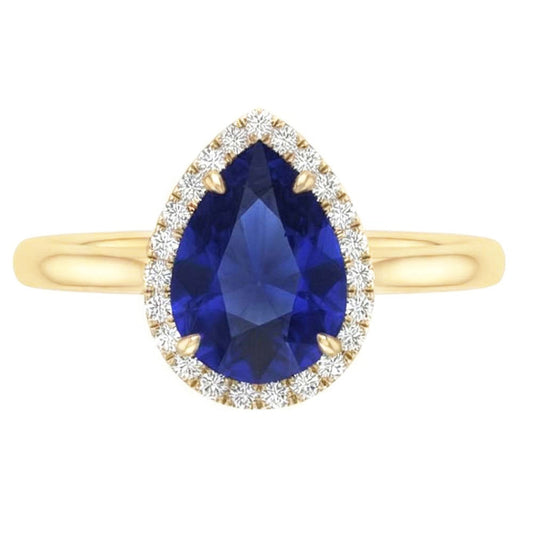 natural round sapphire 3ct ring front view