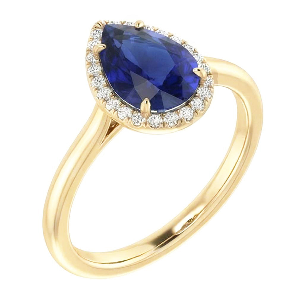 natural round sapphire 3ct ring close up detail