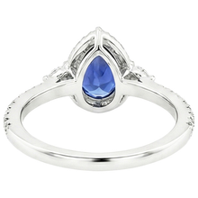 Halo Ring Pear Cut Sri Lankan Sapphire & Natural Earth Mined Diamonds 5.25 Carats