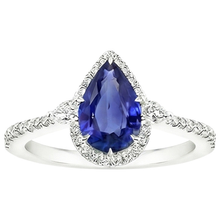 Halo Ring Pear Cut Sri Lankan Sapphire & Natural Earth Mined Diamonds 5.25 Carats