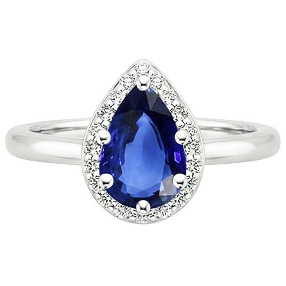 natural round sapphire 3ct ring profile view