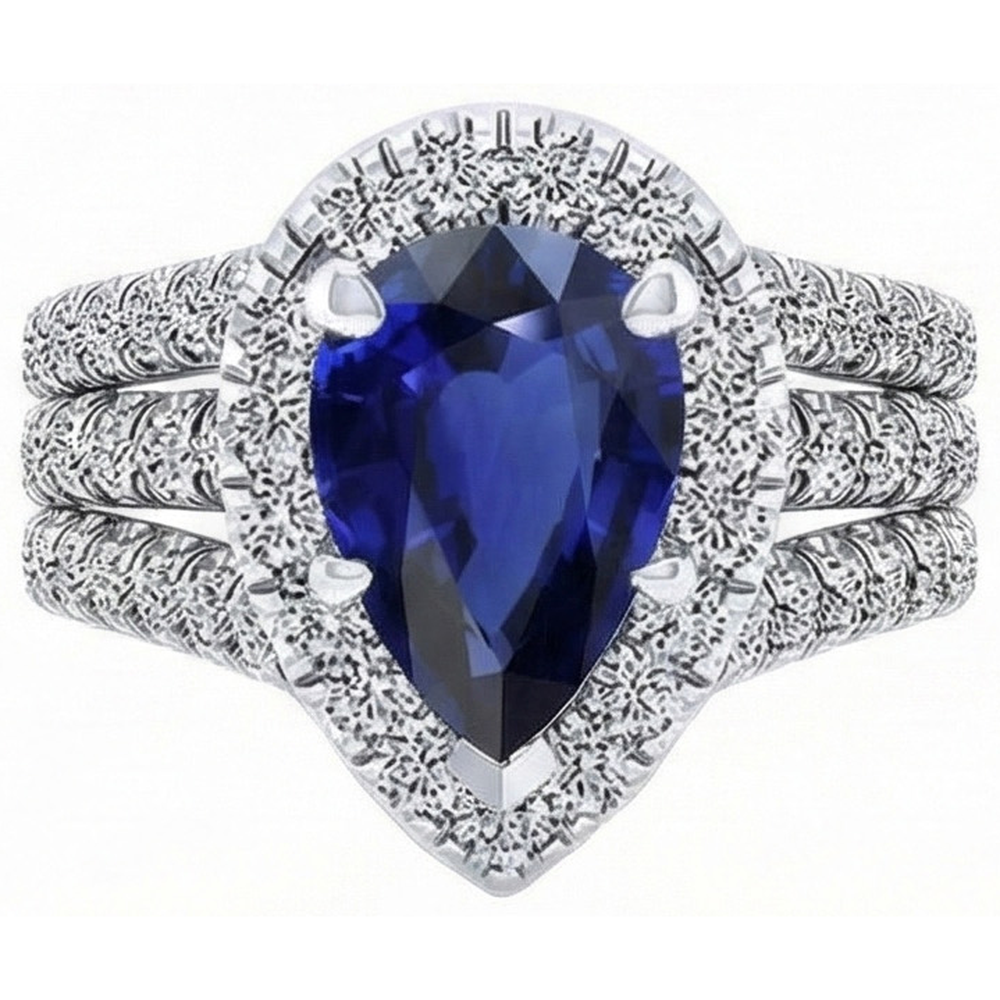 natural round sapphire 5ct ring close up detail
