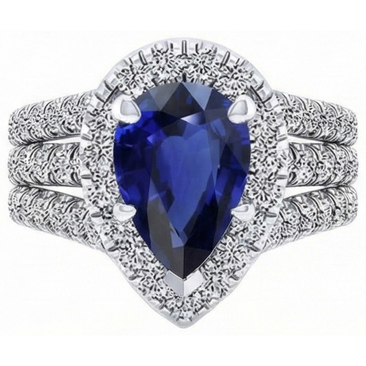 natural round sapphire 5ct ring close up detail
