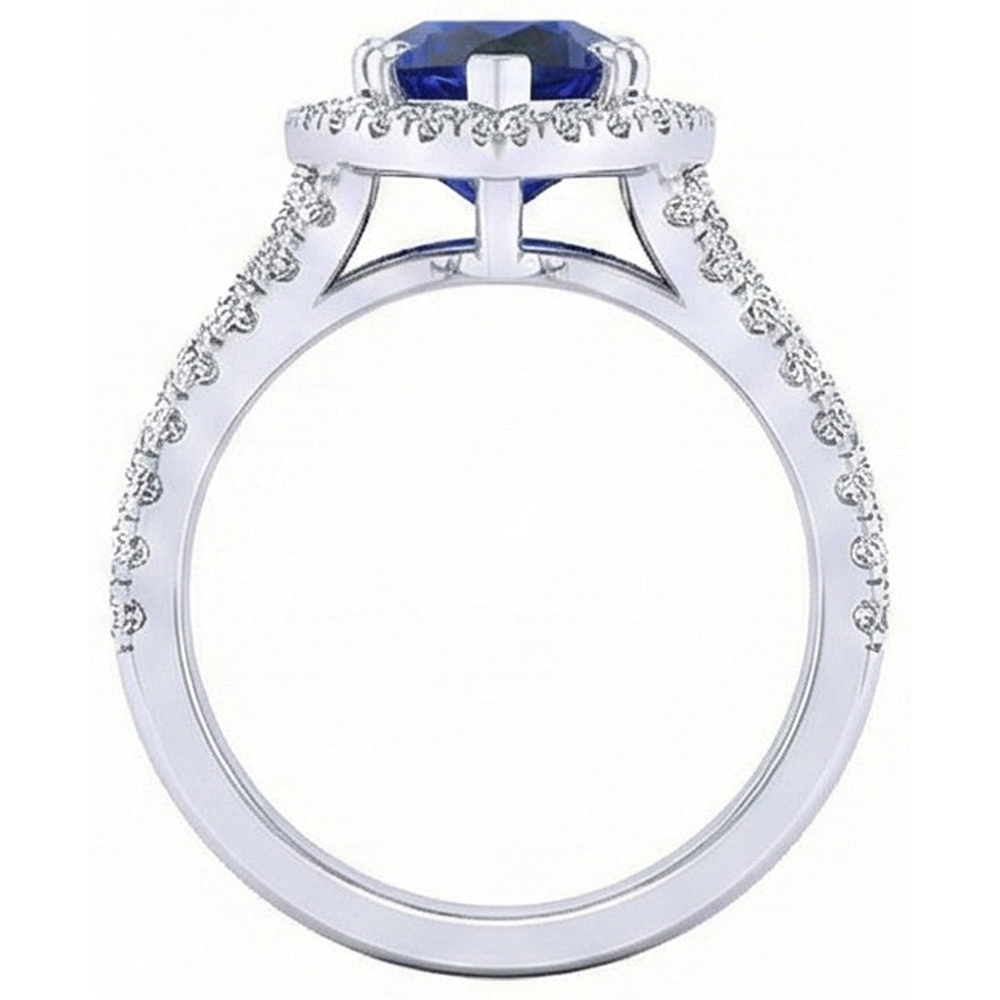 natural round sapphire 5ct ring band detail