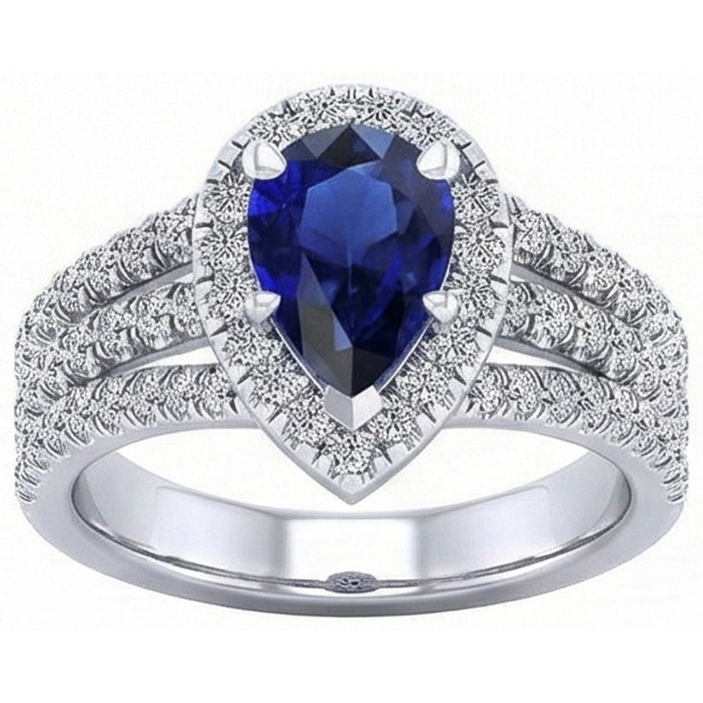 natural round sapphire 5ct ring top view