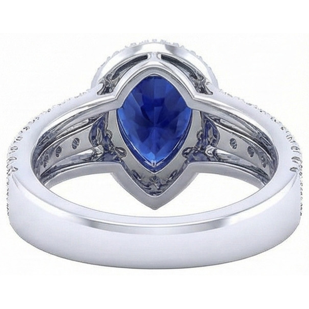 natural round sapphire 5ct ring three quarter angle