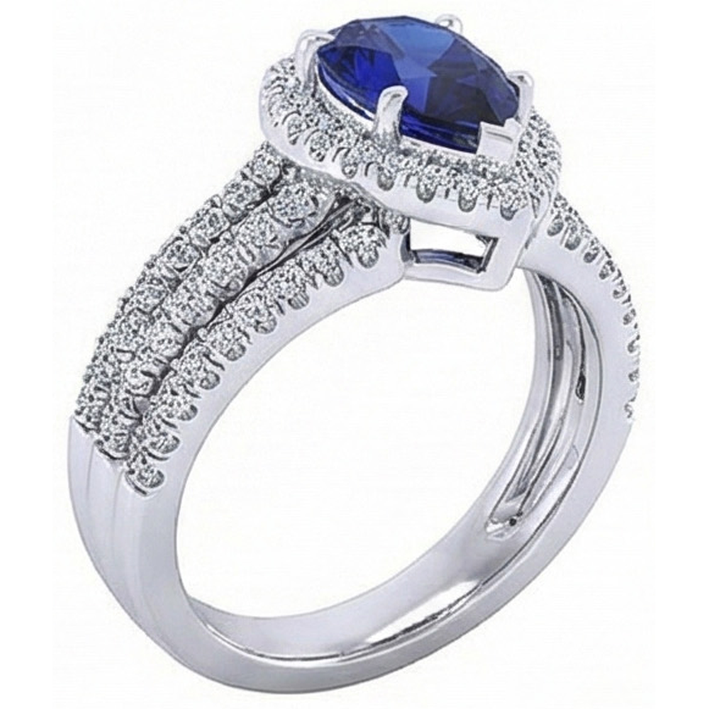 natural round sapphire 5ct ring on white background