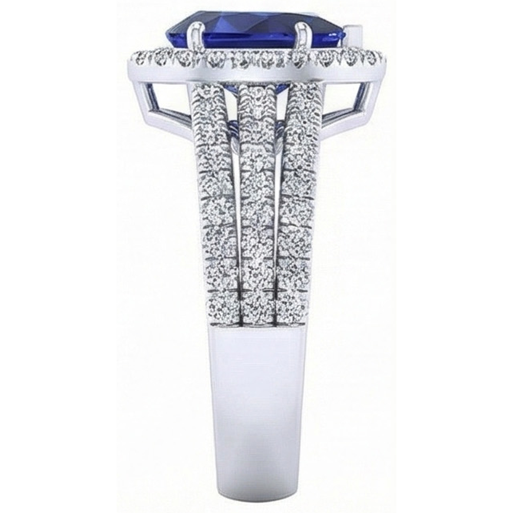 natural round sapphire 5ct ring with diamond accents