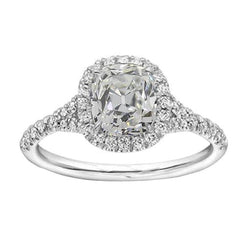 Halo Ring Real Natural Earth Mined Diamond Old Miner White Gold 3.90 Carats Pave Set