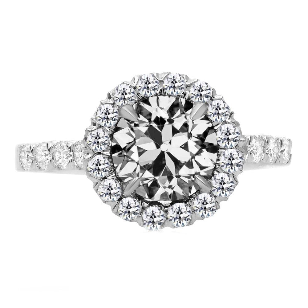 Halo Ring Round Old Cut Natural Diamond Prong Set Women's Jewelry 6.50 Carats