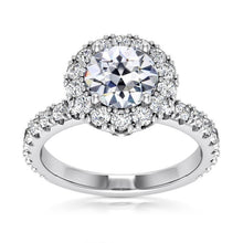 Halo Ring Round Old Cut Natural Earth Mined Diamond Gold Fishtail Set 6.50 Carats