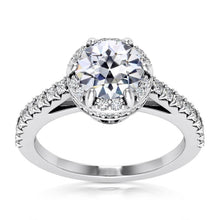 Halo Ring Round Old Mine Cut Real Natural Earth Mined Diamond 6 Prong Set 7 Carats Jewellery
