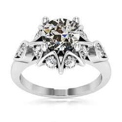 Halo Ring Round Old Mine Cut Real Diamond Star Style Gold 4.50 Carats