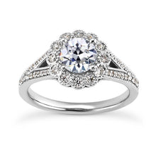 Halo Ring Round Old Miner Genuine Natural Earth Mined Diamond Flower Split Shank 4.50 Carats