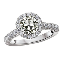 Halo Ring Round Old Miner Genuine Diamond With Accents 14K Gold 5 Carats