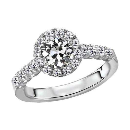 Halo Ring Round Old Miner Natural Diamond 6 Carats Women's Jewelry