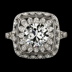 Halo Ring Round Old Miner Real Diamond Flower Style Women's Jewelry 5 Carats
