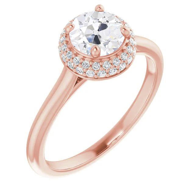 Halo Ring Round Old Miner Real  Diamond Rose Gold Ladies Jewelry 4.50 Carats