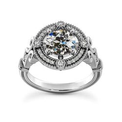 Halo Ring Round Old Miner Real Diamond Vintage Style Prong Set 4.50 Carats
