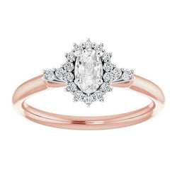 Halo Ring Round & Oval Old Mine Cut Natural Earth Mined Diamonds Star Style 3.90 Carats