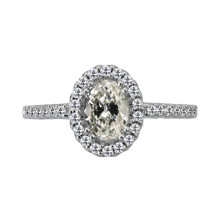 Halo Ring Round & Oval Old Miner Real Diamond 5.50 Carats Gold