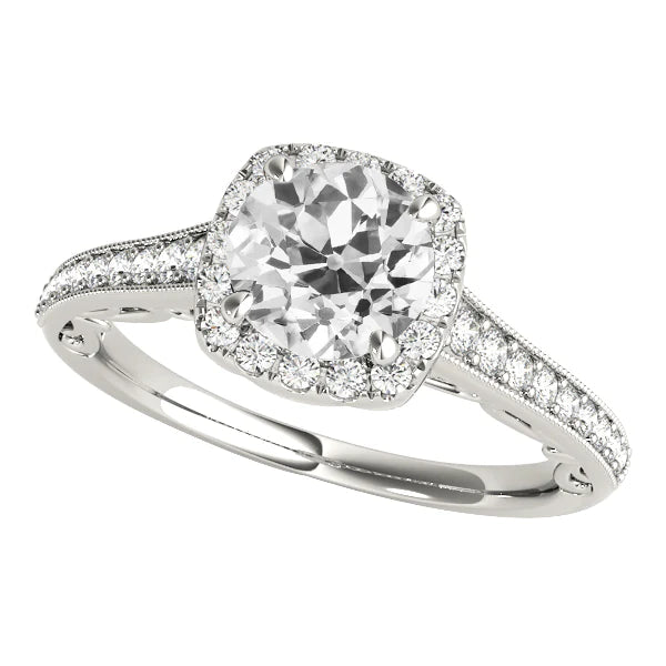 Halo Ring Round Real Old Miner Diamond With Accents Jewelry 4 Carats