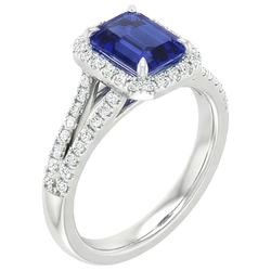 Natural Sapphire Ring 4ct - White Gold 14K