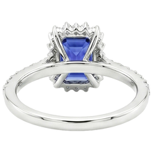 Halo Ring Star Style Ceylon Sapphire & Natural Earth Mined Diamond 4.50 Carats