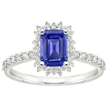 Halo Ring Star Style Ceylon Sapphire & Natural Earth Mined Diamond 4.50 Carats