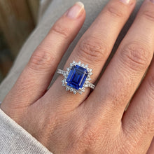 Halo Ring Star Style Ceylon Sapphire & Natural Earth Mined Diamond 4.50 Carats