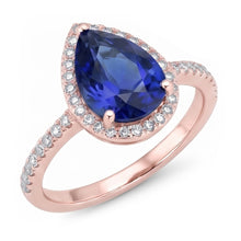 Halo Ring Teardrop Style Ceylon Sapphire & Natural Earth Mined DIAMOND ( NOT LAB GROWN )s 3.75 Carats