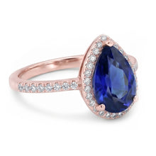Halo Ring Teardrop Style Ceylon Sapphire & Natural Earth Mined DIAMOND ( NOT LAB GROWN )s 3.75 Carats