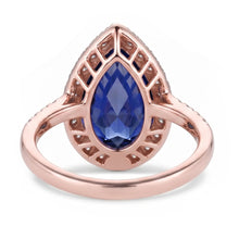 Halo Ring Teardrop Style Ceylon Sapphire & Natural Earth Mined DIAMOND ( NOT LAB GROWN )s 3.75 Carats