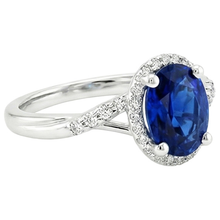 Halo Ring Twist Style Oval Blue Sapphire & Natural Earth Mined DIAMOND ( NOT LAB GROWN )s 3.75 Carats