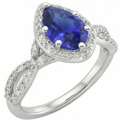 Natural Sapphire Ring 3.50ct - White Gold 14K