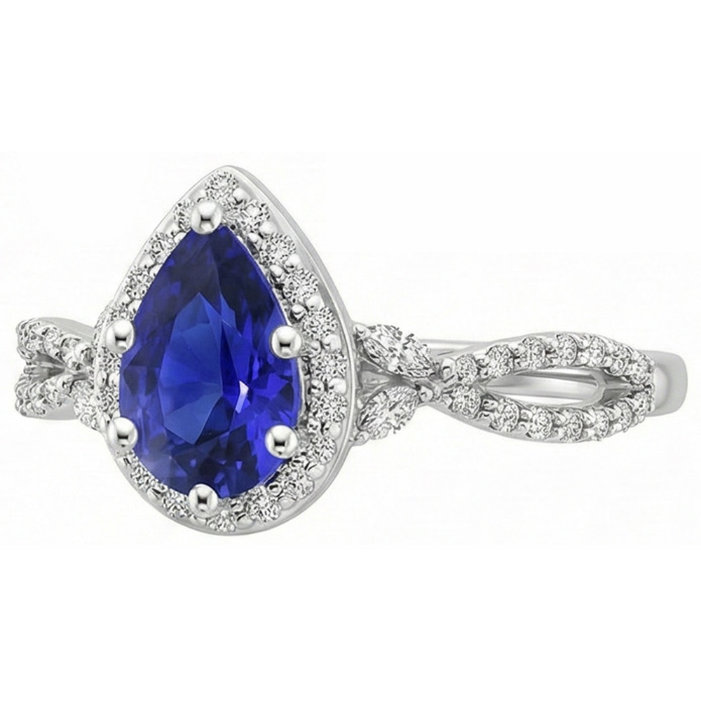natural round sapphire 3.50ct ring close up detail