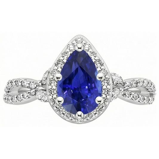 natural round sapphire 3.50ct ring profile view