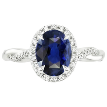 Halo Ring Twisted Style Oval Ceylon Sapphire & Natural Earth Mined DIAMOND ( NOT LAB GROWN )s 4.75 Carats