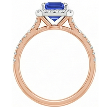 Halo Ring Two Tone Gold Ceylon Sapphire & Natural Earth Mined Diamond 4.25 Carats